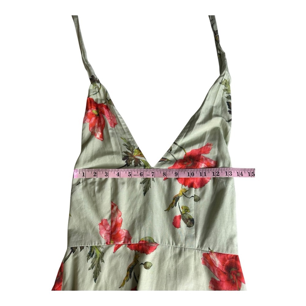 L.K. Bennett Women Dress Maxi Size 4  Green‎ Floral  V-Neck Backless Lined - Picture 6 of 16